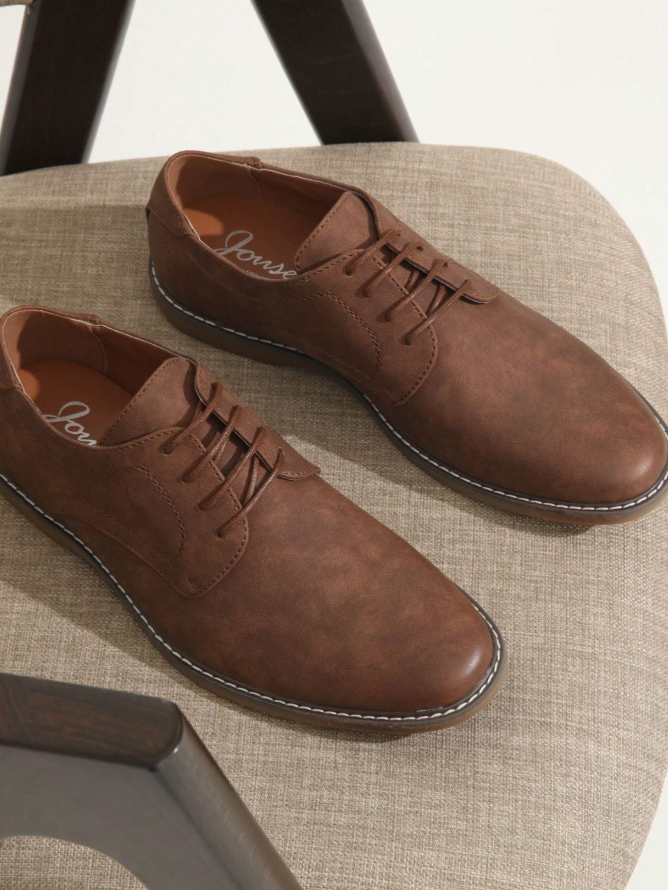 Men'S Shoes Smart - รองเท้าหนังกลับลำลองสำหรับผู้ชาย รองเท้าอ็อกซ์ฟอร์ดหนังกลับสีน้ำตาลเรียบ รองเท้าเดอร์บี้คลาสสิกสำหรับธุรกิจและงานทางการ น้ำหนักเบา สวมใส่สบาย กันลื่น