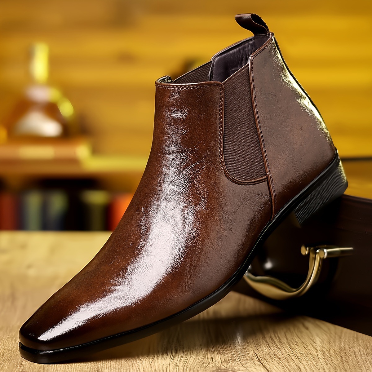 Men'S Shoes Hey Dude - รองเท้าบูทเชลซี รองเท้าบูทหนัง รองเท้าบูทหุ้มข้อใส่สบายสำหรับฤดูใบไม้ร่วง รองเท้าลำลองหัวแหลม รองเท้าเดรสผู้ชายแบบสวมสำหรับธุรกิจ