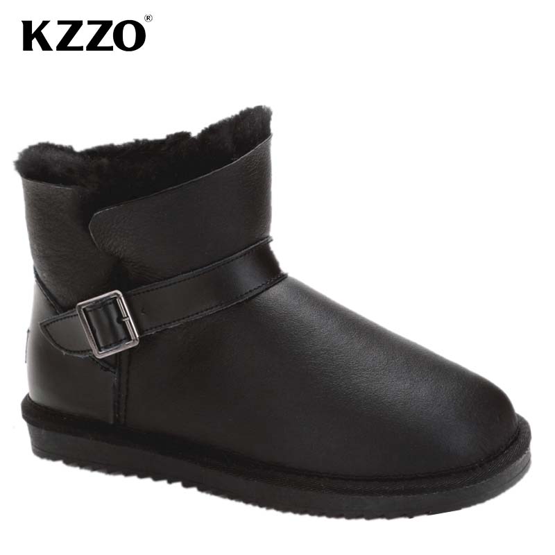 Men'S Shoes Hey Dude - KZZO 2026 รองเท้าบูทหิมะหนังแกะแท้ลำลองสำหรับผู้ชายรุ่นใหม่ บุขนแกะธรรมชาติ ให้ความอบอุ่น กันน้ำ