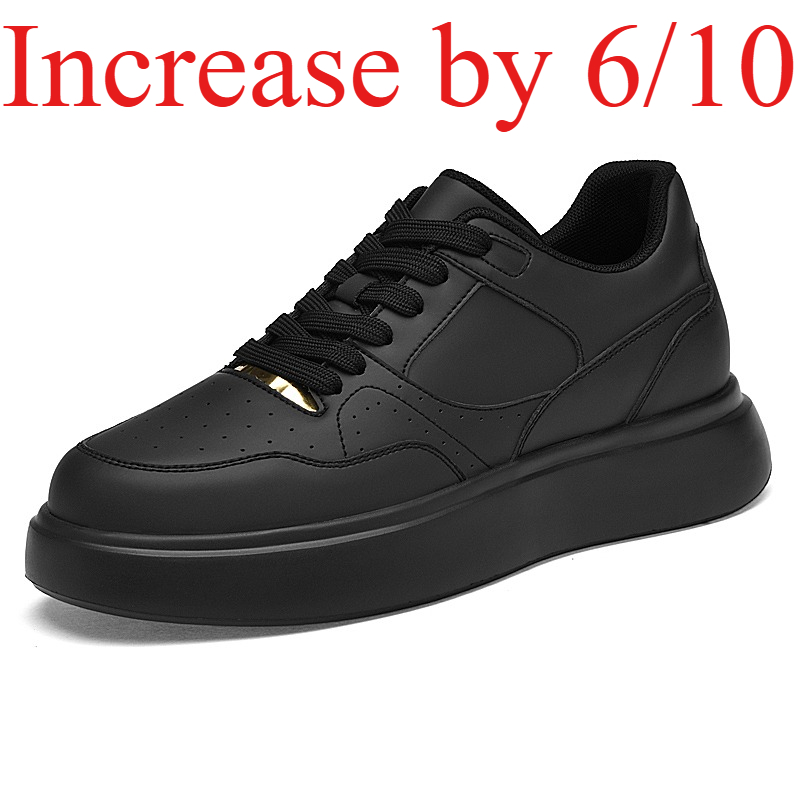 Men'S Shoes With Height Increase - รองเท้าสเก็ตบอร์ดหนังเทียมสำหรับผู้ชาย แบบผูกเชือก เพิ่มความสูง 6/8/10 ซม. พื้นกันลื่น